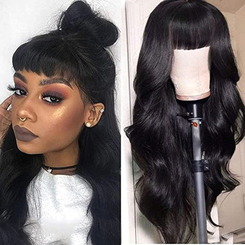 European & American Style Long Curly Wig - Air Bangs & Big Waves