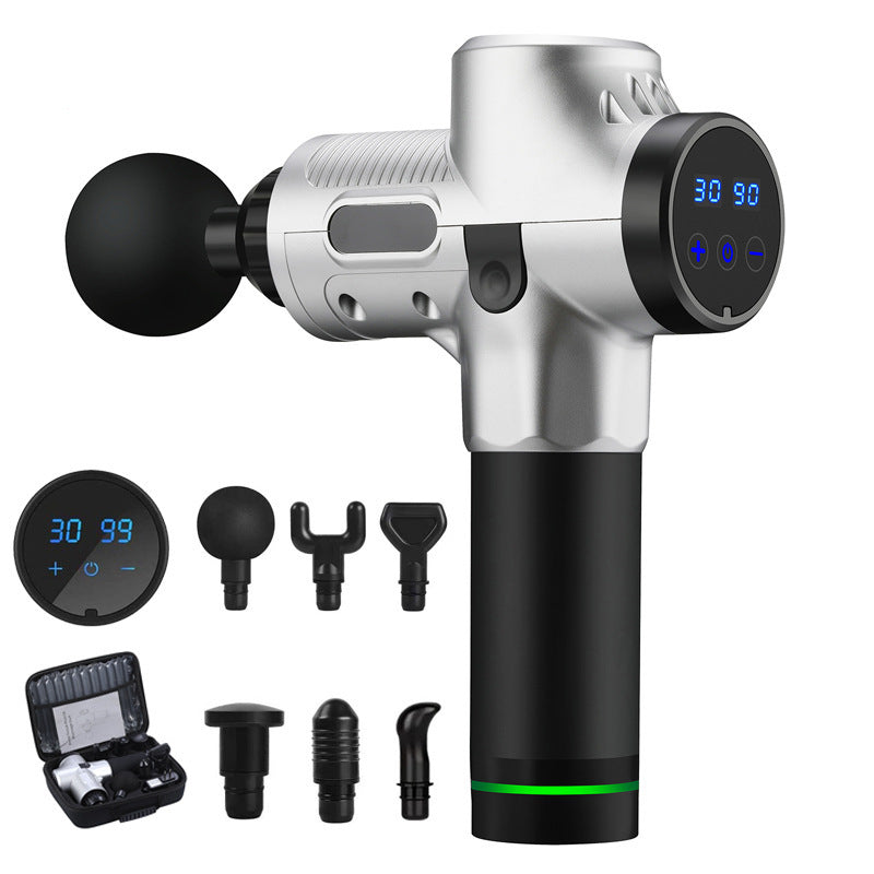 Fascia Gun Deep Tissue Massage Gun – 6 Speeds, 4 Heads, LCD Touchscreen