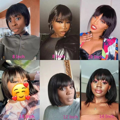 Natural Fluffy African Wig Set - Air Bangs & Voluminous Style