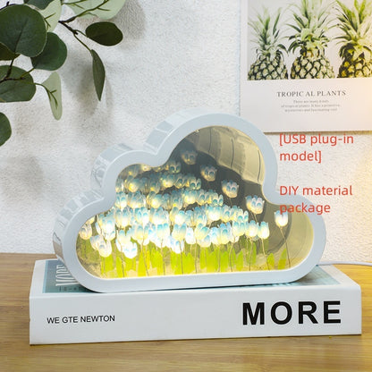 DIY Tulip Mirror Night Lamp – Handmade LED Cloud Flower Light Kit