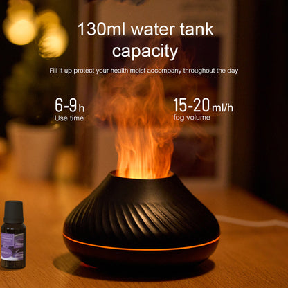 RGB Flame Aroma Diffuser – 130ml 3D Colorful Flame Humidifier with Fire Volcano Effect