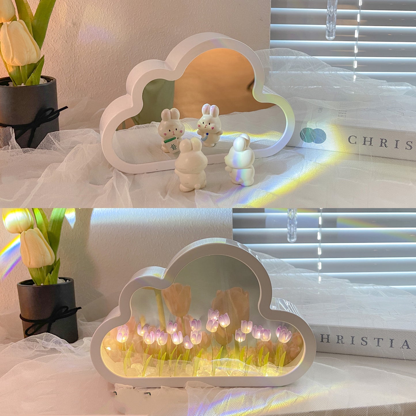 DIY Tulip Mirror Night Lamp – Handmade LED Cloud Flower Light Kit