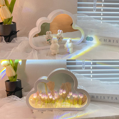 DIY Tulip Mirror Night Lamp – Handmade LED Cloud Flower Light Kit