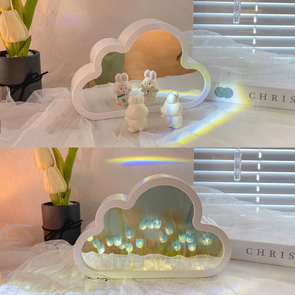 DIY Tulip Mirror Night Lamp – Handmade LED Cloud Flower Light Kit