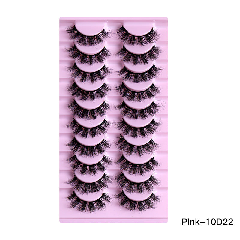 10 Pairs of Natural Thick Curly Eyelashes - Soft & Voluminous