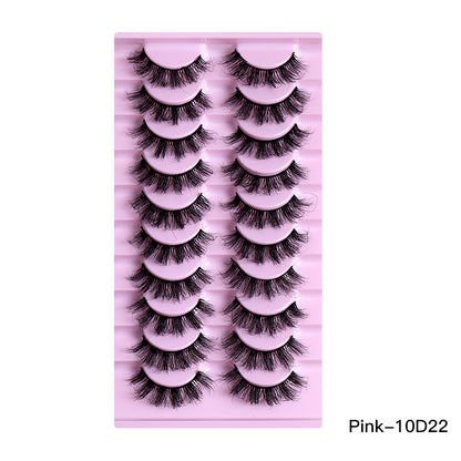 10 Pairs of Natural Thick Curly Eyelashes - Soft & Voluminous