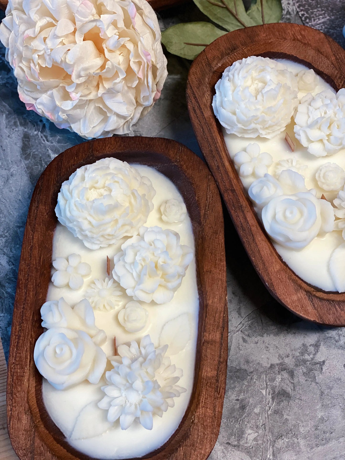 Floral Essence Wooden Bowl Candle