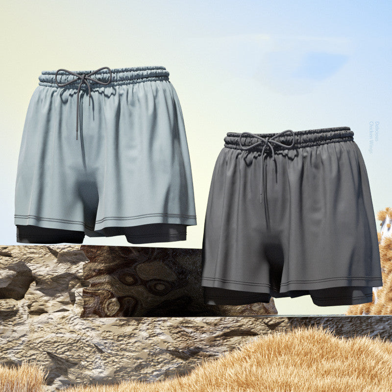 Men's 2-in-1 Quick-Dry Swim Trunks – Breathable Loose-Fit Beach Shorts with Inner Briefs