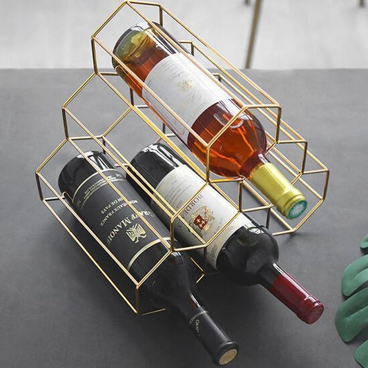 Creative Geometric Metal Wine Rack – Modern Wine Bottle Holder for Home, Bar, or Restaurant