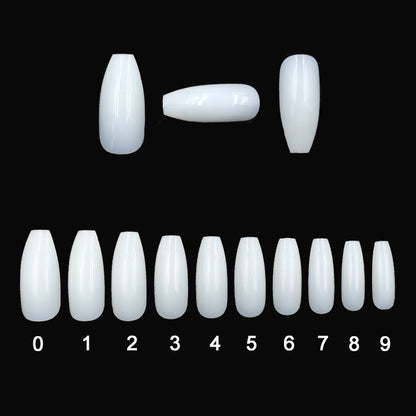 500-Piece Transparent & Natural Fake Nail Tips – 10 Sizes, ABS Acrylic for DIY & Salon Use