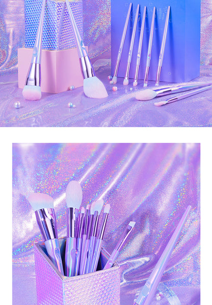 Mermaid-Inspired 10-Piece Makeup Brush Set – Vibrant, Soft & Cruelty-Free