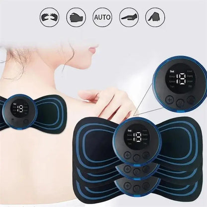 Smart Mini Electric Neck Massager Rechargeable EMS Portable Massage Patch Adjustable Multi-Speed Neck Shoulder Massager