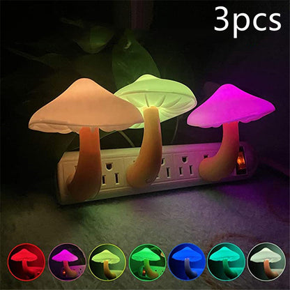 LED Mushroom Night Light – Plug-In Sensor Lamp with Warm White Glow