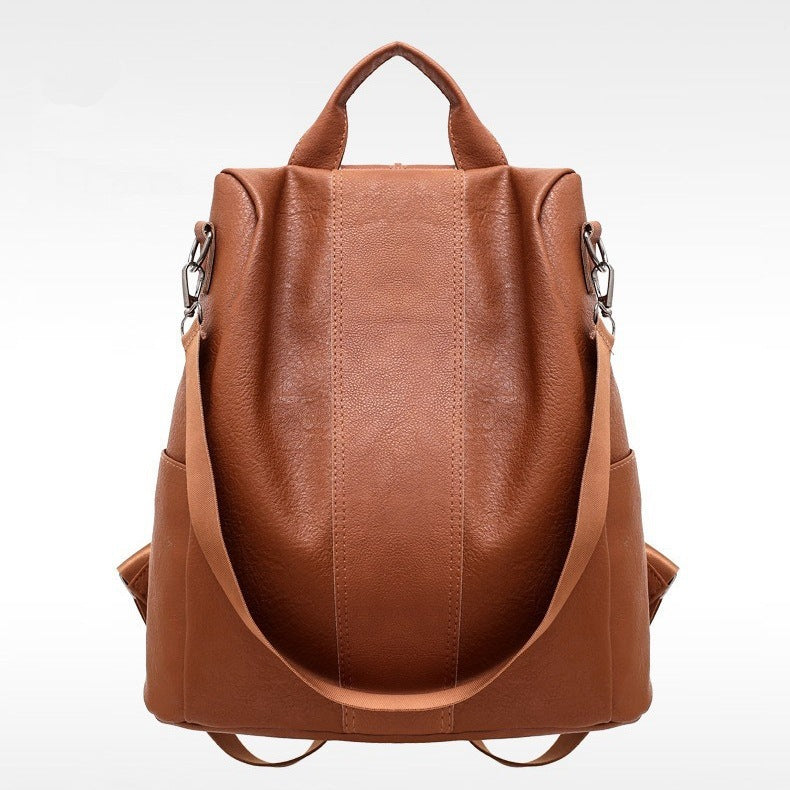 Women's Solid Color Large Capacity PU Leather Backpack – Stylish & Functional for Daily Use