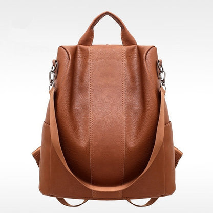 Women's Solid Color Large Capacity PU Leather Backpack – Stylish & Functional for Daily Use
