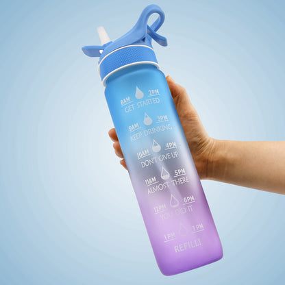 Sports Water Bottle with Bounce Cover & Straw - Space Cup Design