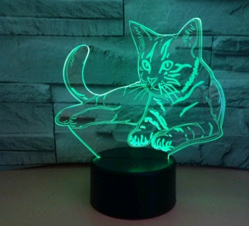 Colorful 3D Volt Cat Illusion LED Table Lamp – Acrylic Visual Stereo Light with Touch Control and USB Power