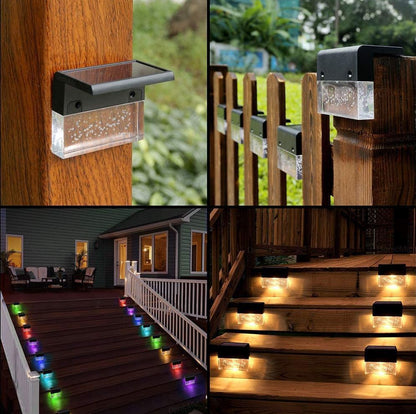 Waterproof RGB LED Solar Step & Fence Light – IP65 Outdoor Decorative Lighting with Dual Modes
