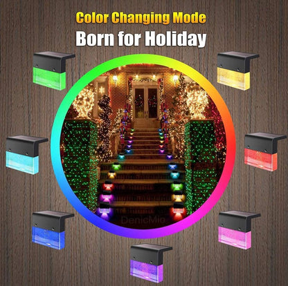 Waterproof RGB LED Solar Step & Fence Light – IP65 Outdoor Decorative Lighting with Dual Modes