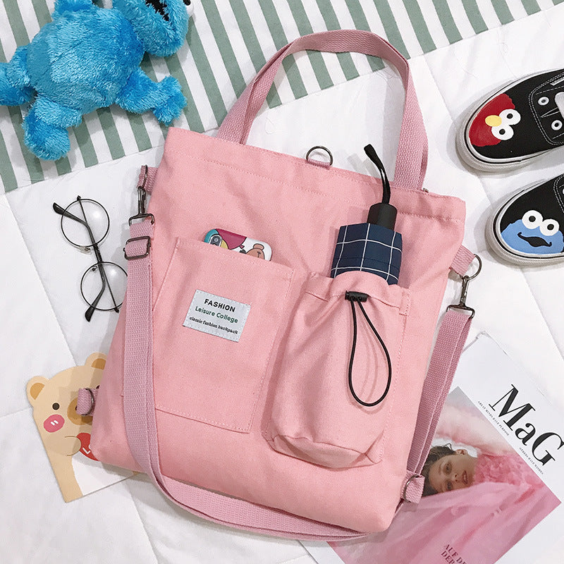 Canvas Bags Students Handbag With Pockets Preppy Buckpack Shoulder Bag For Women