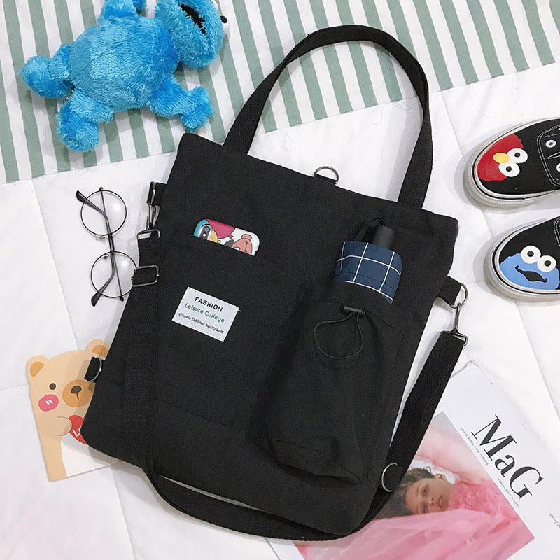 Canvas Bags Students Handbag With Pockets Preppy Buckpack Shoulder Bag For Women