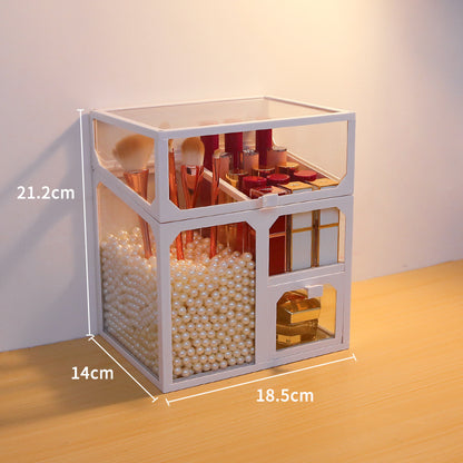 Dust-Proof Desktop Cosmetic Storage Box – Elegant Makeup Organizer with Drawers