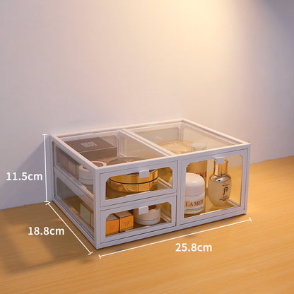 Dust-Proof Desktop Cosmetic Storage Box – Elegant Makeup Organizer with Drawers