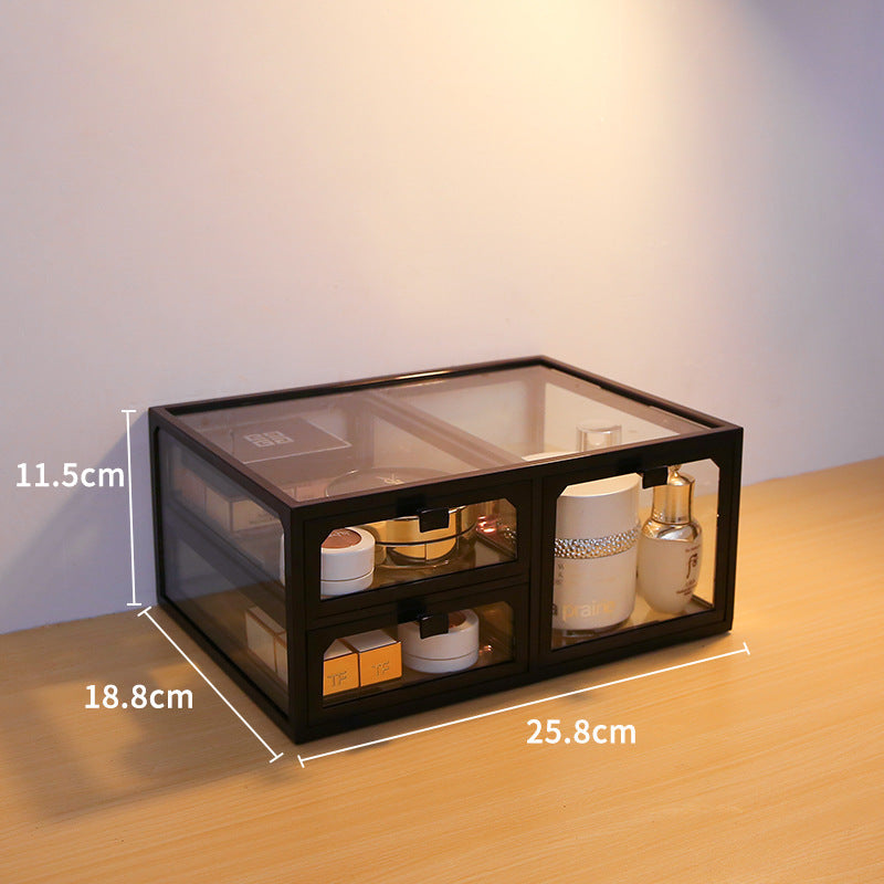 Dust-Proof Desktop Cosmetic Storage Box – Elegant Makeup Organizer with Drawers