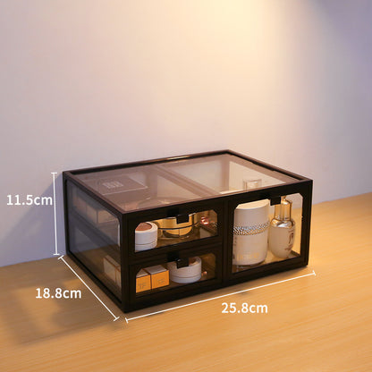 Dust-Proof Desktop Cosmetic Storage Box – Elegant Makeup Organizer with Drawers