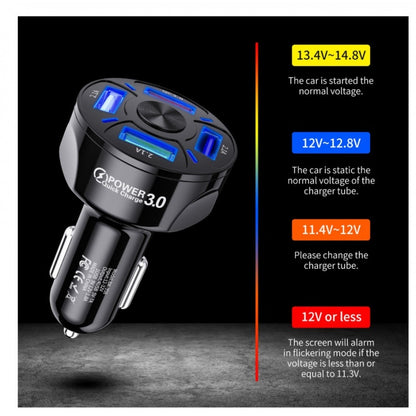 Fast Charge Car Charger – 4 Port Mobile Phone Charger for Cars