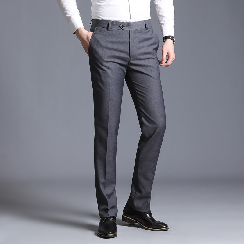 Business Casual Straight Leg Suit Trousers – Men’s Slim Fit Office Pants