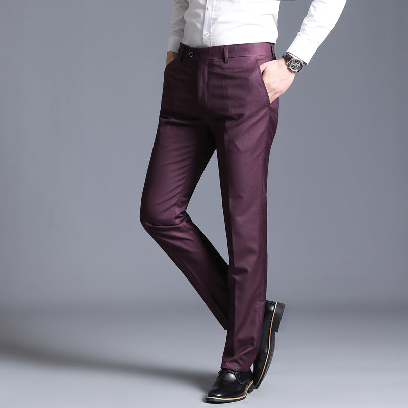 Business Casual Straight Leg Suit Trousers – Men’s Slim Fit Office Pants