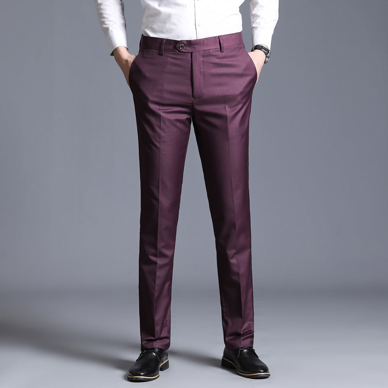 Business Casual Straight Leg Suit Trousers – Men’s Slim Fit Office Pants