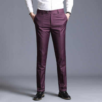 Business Casual Straight Leg Suit Trousers – Men’s Slim Fit Office Pants