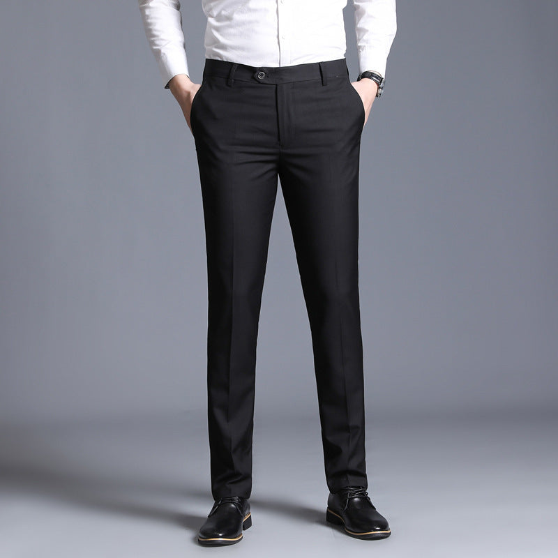 Business Casual Straight Leg Suit Trousers – Men’s Slim Fit Office Pants