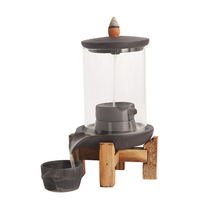 Handmade Ceramic Incense Burner – Smoke Waterfall Backflow Incense Holder for Feng Shui Decor