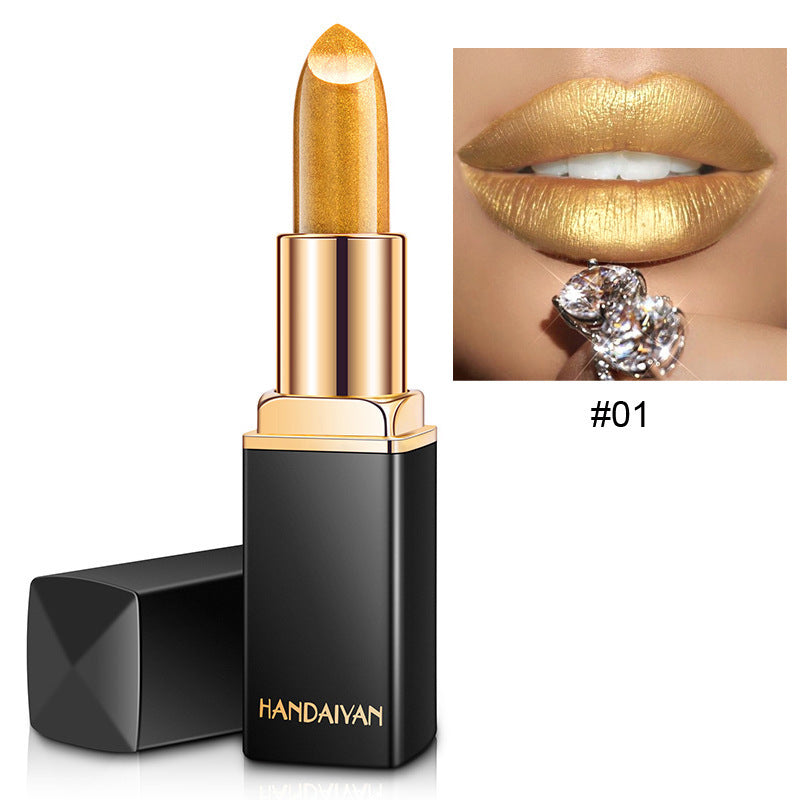 Shiny Metallic Lipstick – Pearlescent Color Temperature Change Lipstick for Unique Lip Color