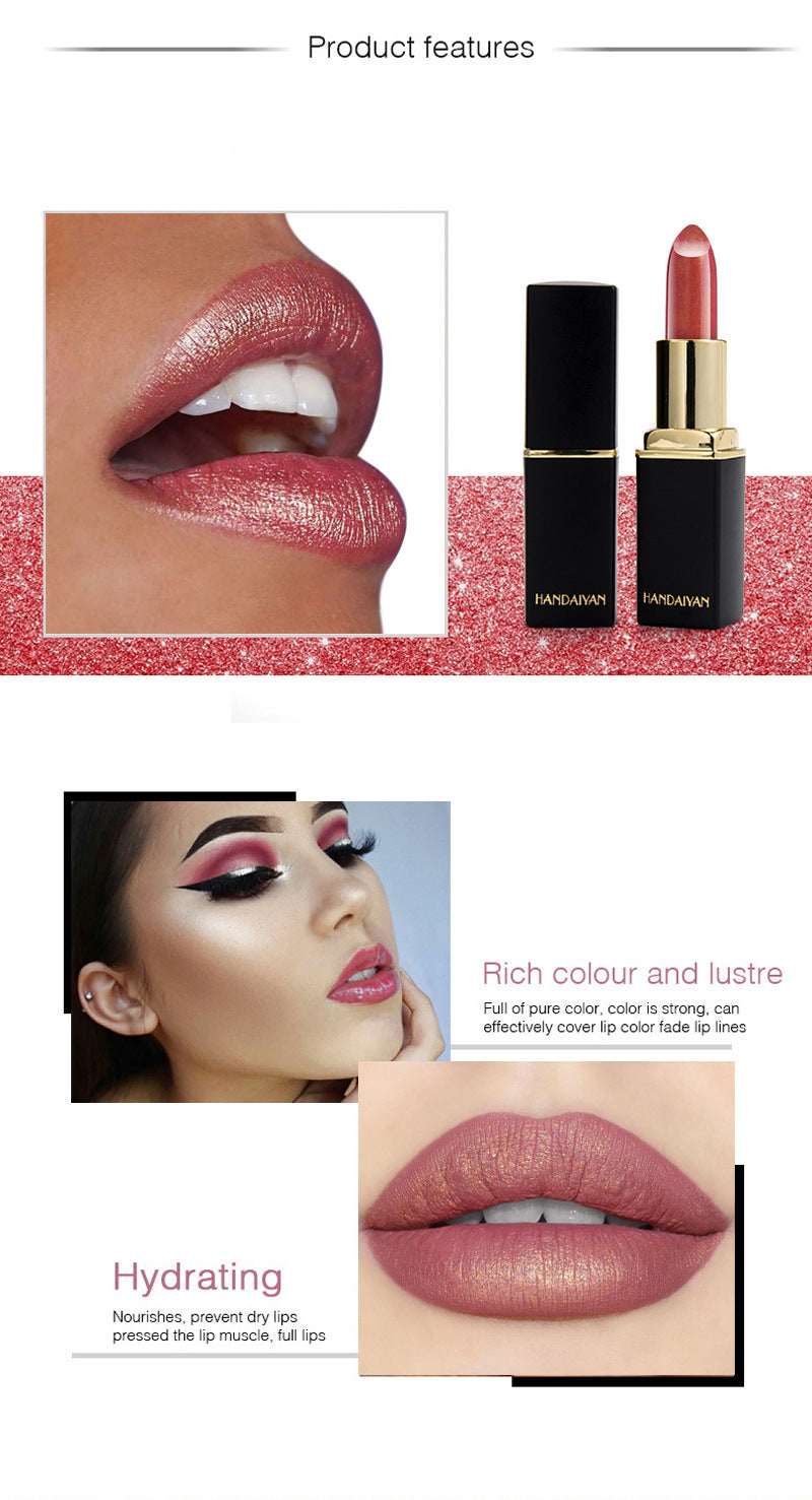 Shiny Metallic Lipstick – Pearlescent Color Temperature Change Lipstick for Unique Lip Color