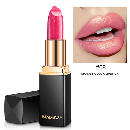 Shiny Metallic Lipstick – Pearlescent Color Temperature Change Lipstick for Unique Lip Color