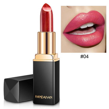 Shiny Metallic Lipstick – Pearlescent Color Temperature Change Lipstick for Unique Lip Color