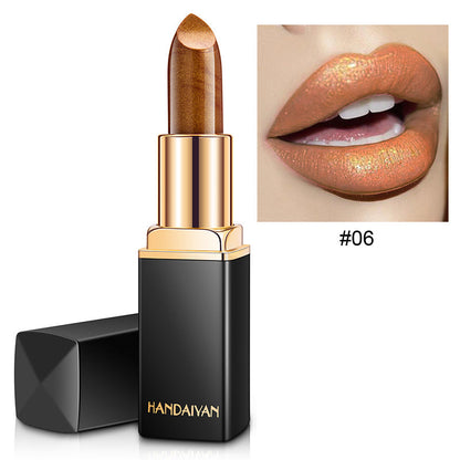 Shiny Metallic Lipstick – Pearlescent Color Temperature Change Lipstick for Unique Lip Color