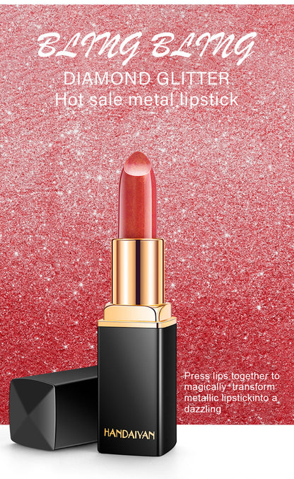 Shiny Metallic Lipstick – Pearlescent Color Temperature Change Lipstick for Unique Lip Color