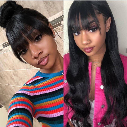 European & American Style Long Curly Wig - Air Bangs & Big Waves
