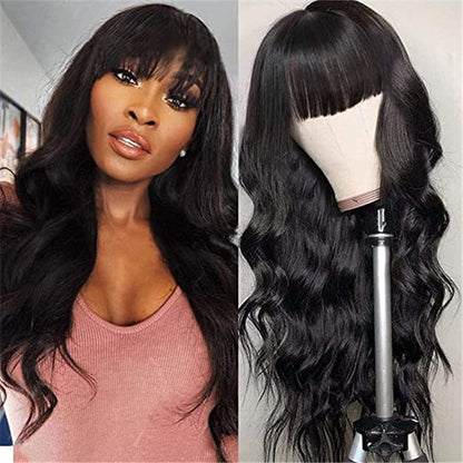 European & American Style Long Curly Wig - Air Bangs & Big Waves