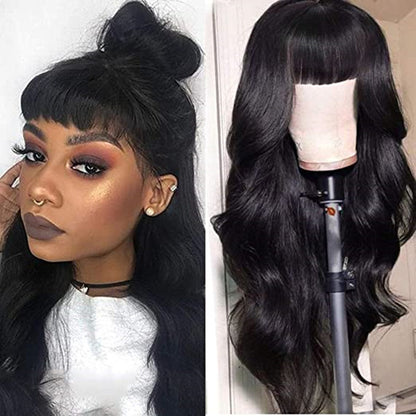 European & American Style Long Curly Wig - Air Bangs & Big Waves