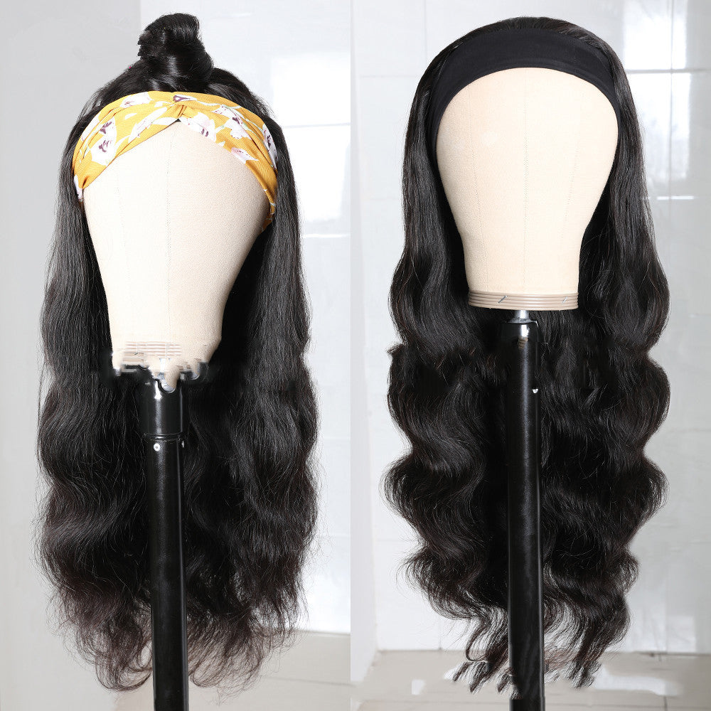 Long Curly Synthetic Wig - Black Big Wave with Mid-Section Design