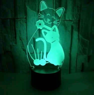 Colorful 3D Volt Cat Illusion LED Table Lamp – Acrylic Visual Stereo Light with Touch Control and USB Power