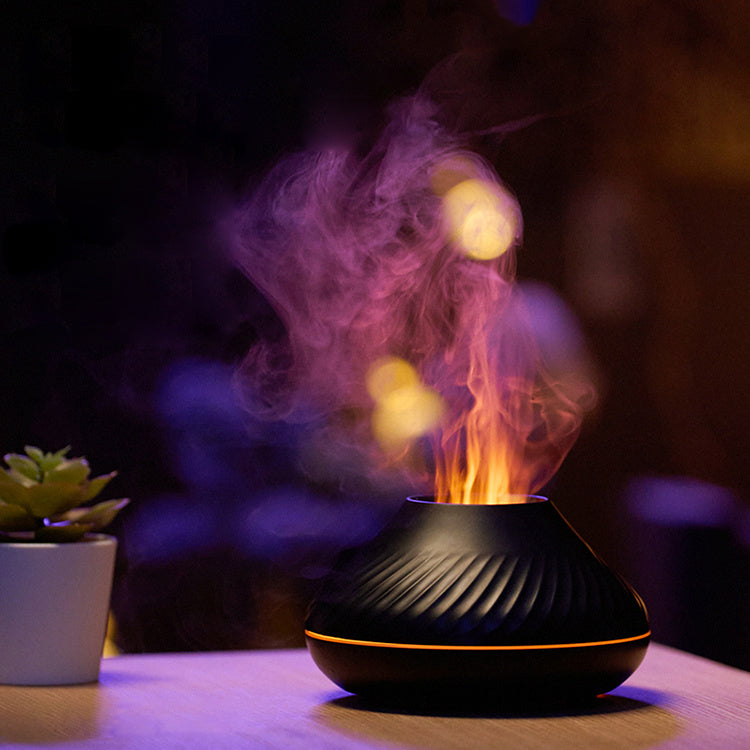 RGB Flame Aroma Diffuser – 130ml 3D Colorful Flame Humidifier with Fire Volcano Effect