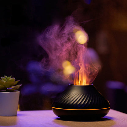 RGB Flame Aroma Diffuser – 130ml 3D Colorful Flame Humidifier with Fire Volcano Effect