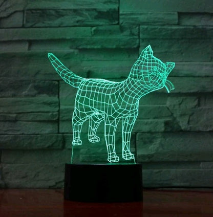 Colorful 3D Volt Cat Illusion LED Table Lamp – Acrylic Visual Stereo Light with Touch Control and USB Power